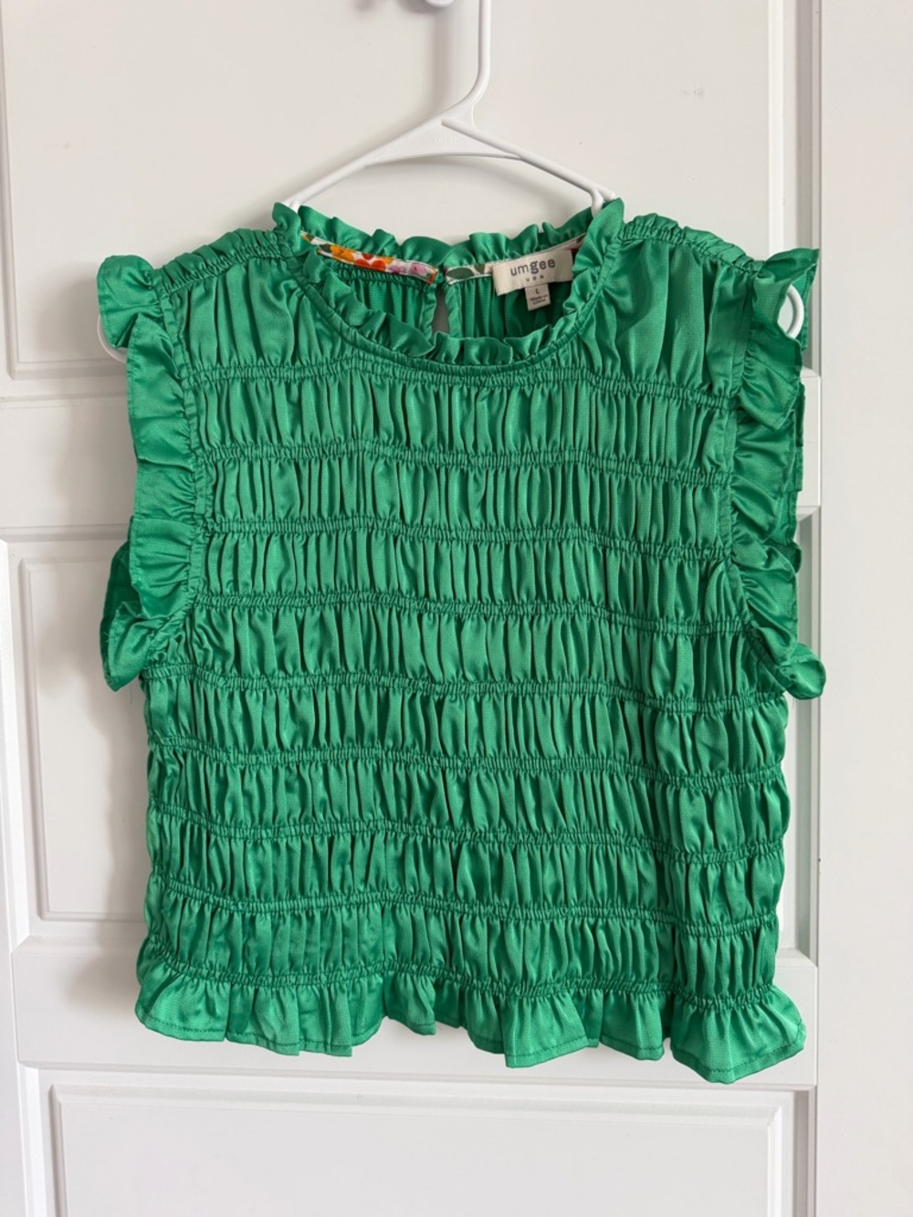 Umgee Girls' Emerald Green Smocked Ruffle Top